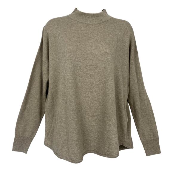 Madewell Sweater Womens Small Heather Hazelwood Mock Neck Wool Alpaca Blend Tan - Picture 1 of 11